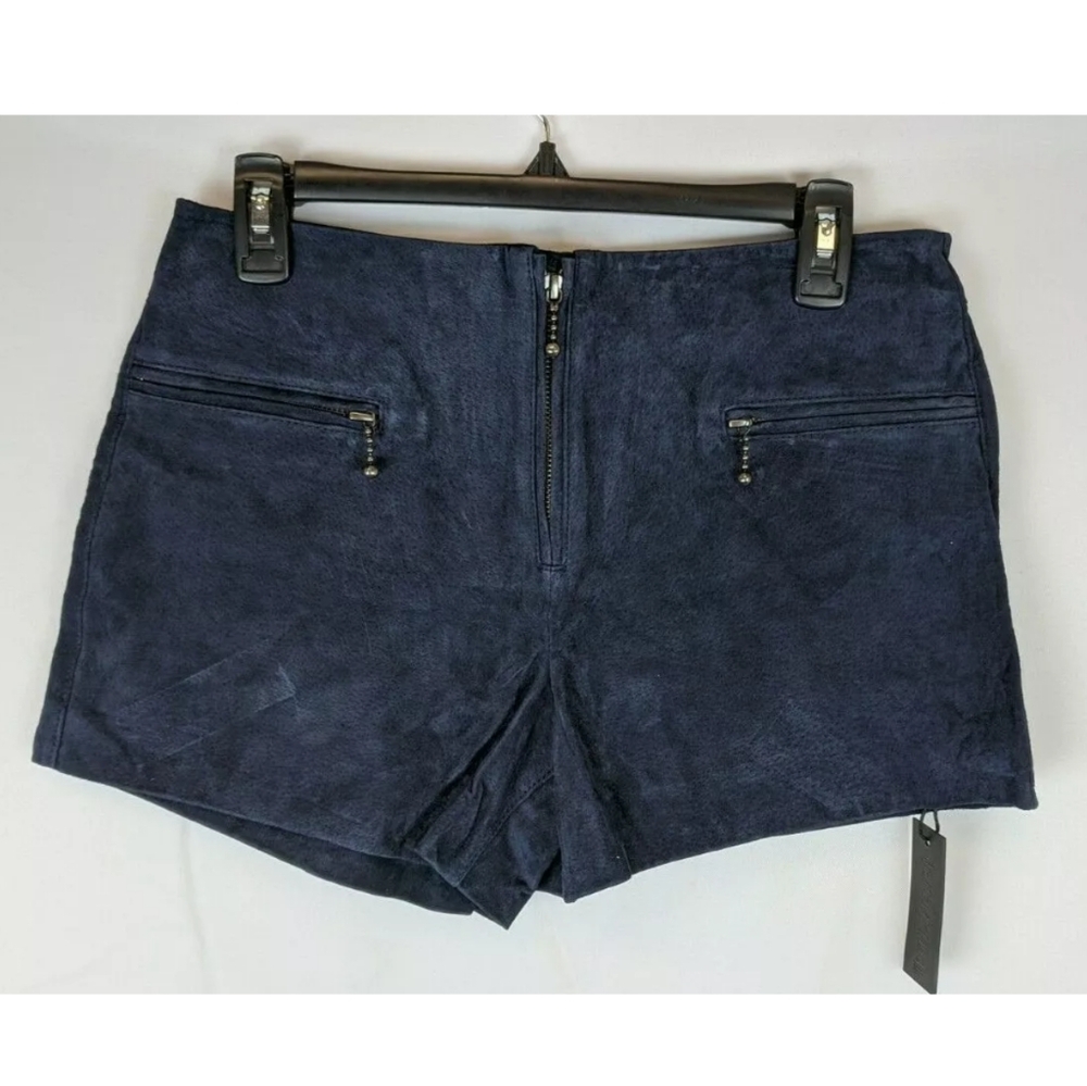 Blank NYC Navy Women's Suede leather Shorts